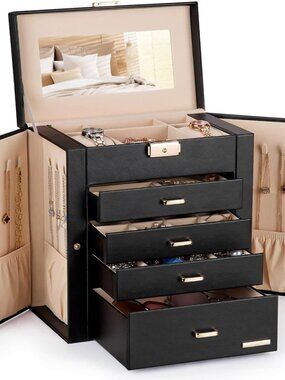 Elegant Lockable Jewelry & Watch Organizer with Mirror